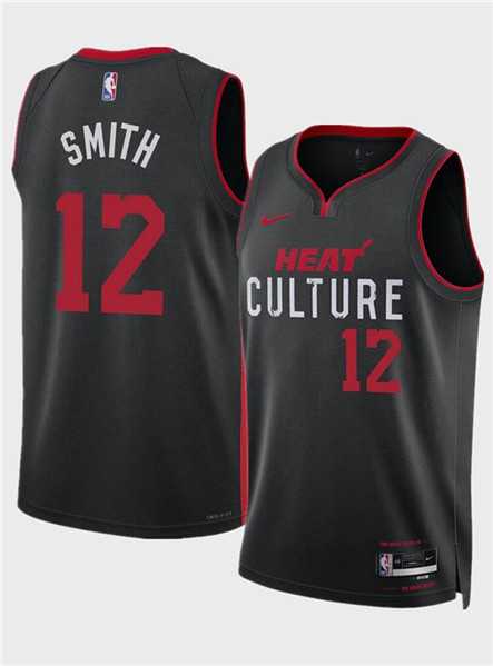 Mens Miami Heat #12 Dru Smith Black 2024 City Edition Stitched Basketball Jersey Dzhi->miami heat->NBA Jersey